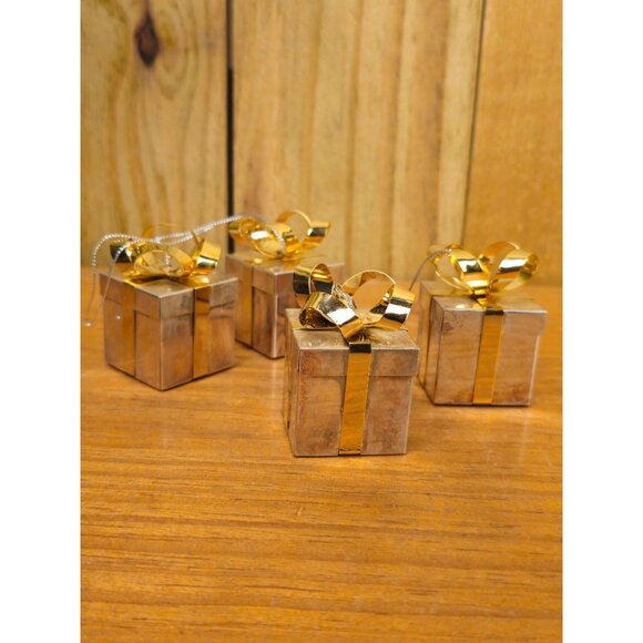 Vintage 90's Godinger Set of 4 Silverplate Gift Box Ornaments - Picture 1 of 7